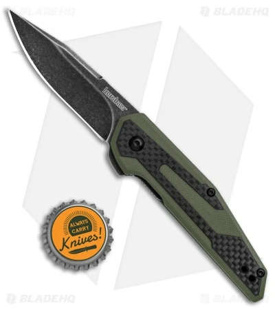 Kershaw Anso Fraxion Liner Lock Knife CF/OD Green G-10 (2.75" Black SW) 1160OLBW - Image 4
