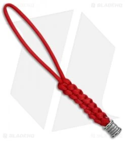 Kershaw Knives Tied Red Paracord Lanyard + Kershaw Bead