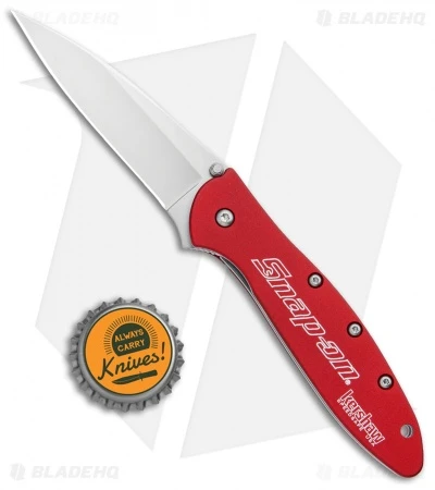 Kershaw Leek Assisted Opening Liner Lock Knife Red Snap On (3" Bead Blast) - Image 4