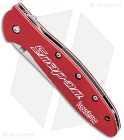 Kershaw Leek Assisted Opening Liner Lock Knife Red Snap On (3" Bead Blast) - Image 2