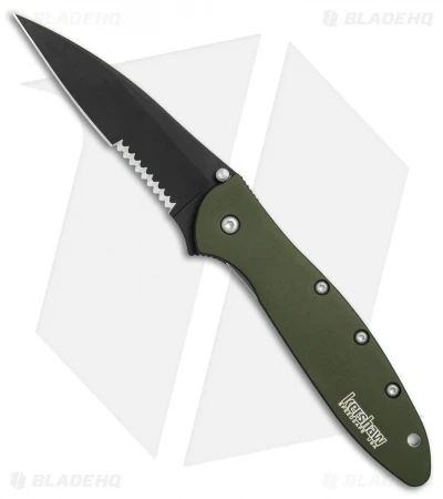 Kershaw Leek Assisted Opening Knife OD Green (3" Black Serr) 1660OLBLKST