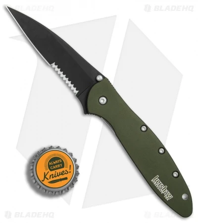Kershaw Leek Assisted Opening Knife OD Green (3" Black Serr) 1660OLBLKST - Image 4