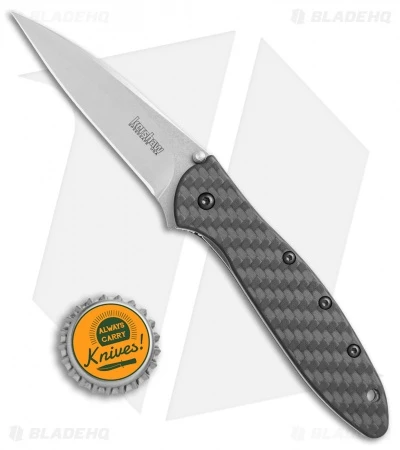 Kershaw Leek Assisted Opening Knife Carbon Fiber (3" Stonewash) 1660CF - Image 4