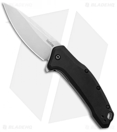 Kershaw Link Drop Point Knife Black (3.25" M390 Stonewash) 1776BLK