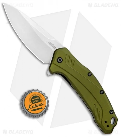 Kershaw Link 20CV Drop Point Knife Olive Al (3.25" Stonewash) 1776OLSW - Image 4