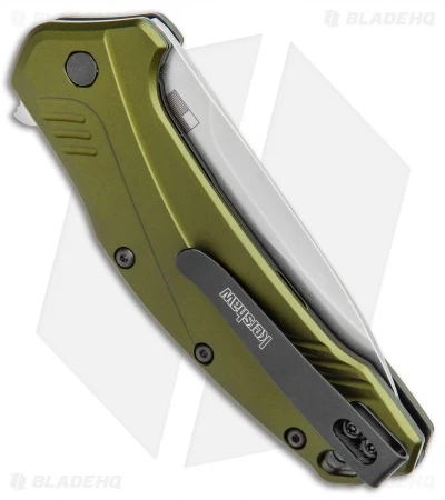 Kershaw Link 20CV Drop Point Knife Olive Al (3.25" Stonewash) 1776OLSW - Image 3