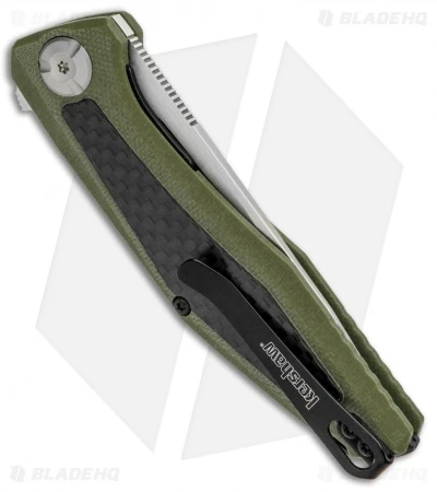 Kershaw Sinkevich Atmos Liner Lock Knife OD Green G-10/Carbon Fiber (3" Satin) - Image 3